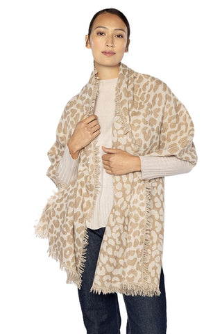 Leopard Jacquard Shawl - Birch Multi