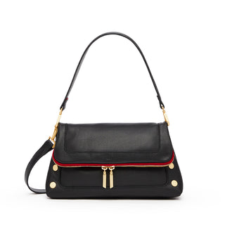 Hammitt Beverly Med - Black/Brushed Gold Red Zip
