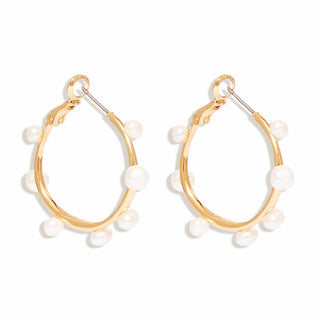 Mini Isla Pearl Hoop - White Gold