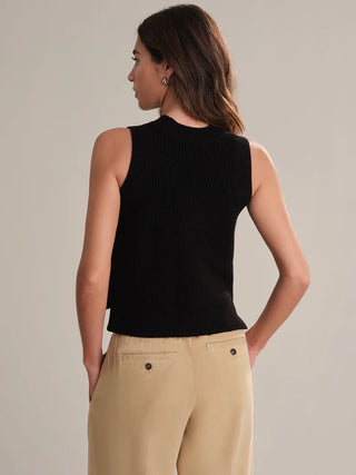 Demi High Crew Neck Tank - Black