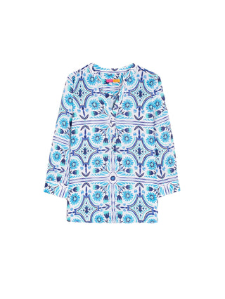 Long Sleeve Blouse - Print Azul