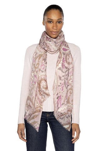 Painted Paisley Print Scarf - Ballet Multi
