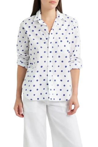 Frank and Eileen Relaxed Button - Up Shirt - Large Blue Dots