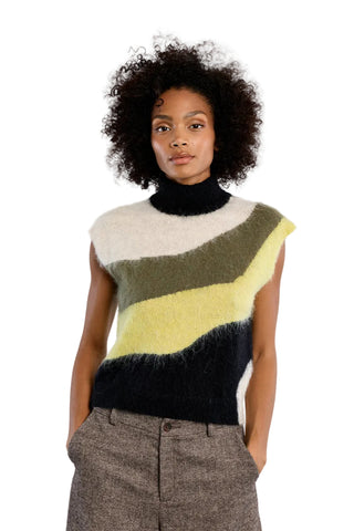 Molly Bracken Mock Neck Vest - Lime Green