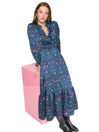 Insect Print Maxi Dress - Navy