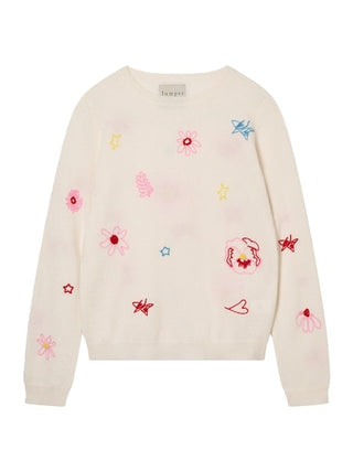 Floral Tribute Crew - Cloud Dancer Multi