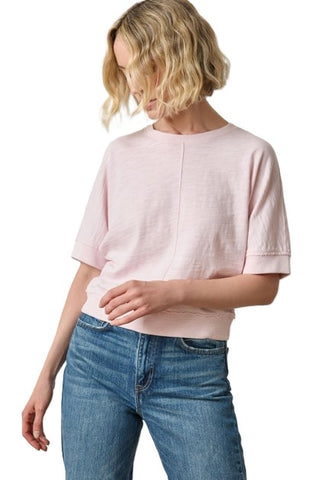 Rib Trim Short Sleeve - Petal
