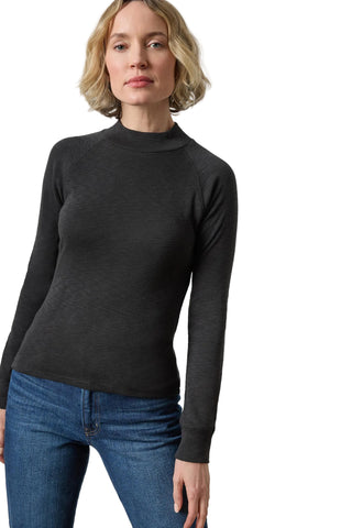 Lilla P Raglan Long Sleeve Mock Neck - Black