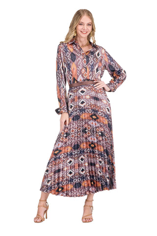 Jade Mesa Pleated Skirt 35" - Copper