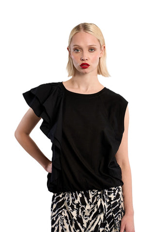 Young Ladies Knitted Tee - Black