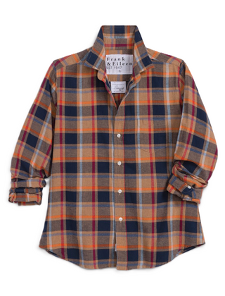 Frank and Eileen Tailored Button-Up Shirt - Navy Orange Plaid