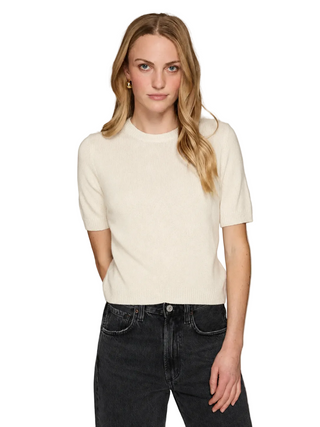 Autumn Cashmere S/S Cropped Crew - Chalk