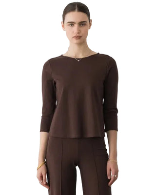 Ripley Rader Ponte Knit 3/4 Sleeve Top - Chocolate