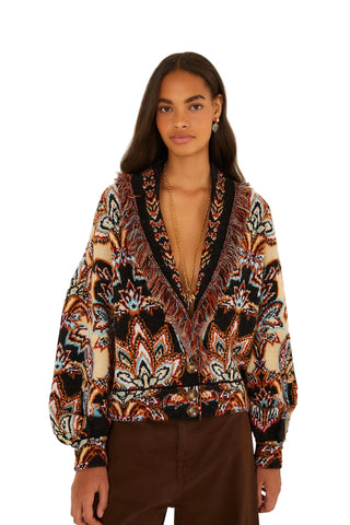 Farm Rio Knit Fringe Cardigan - Tapestry Dream Cream