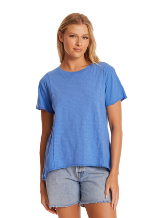 Short Sleeve Mix Media Side Panel Tee - Blue Dream