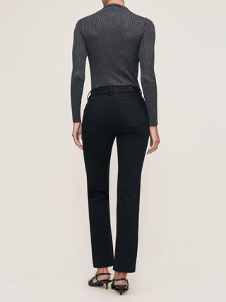 DL1961 Mara Straight: Mid Rise Instasculpt Ankle - Black