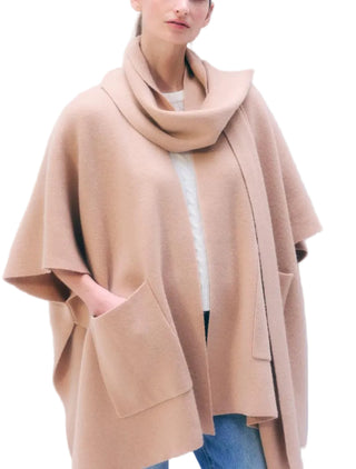 Cashmere Blend Poncho Hazelnut - XS/S