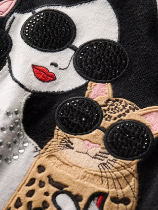 Gleeson Staceface Leopard Pullover - Soft White Multi