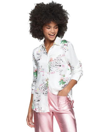 Floral & Graffiti Shirt - Quirky Flores