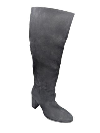 Text Back Boot - Black Suede