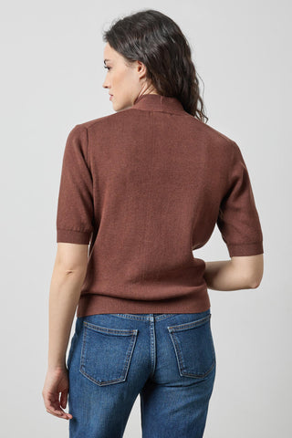 Lilla P V-Neck Elbow Sleeve Sweater Java
