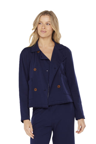 L/S Double Breasted Crop Jacket - Vibrant Navy