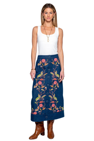 Elizabeth James Frannie Skirt - Denim Embroidery