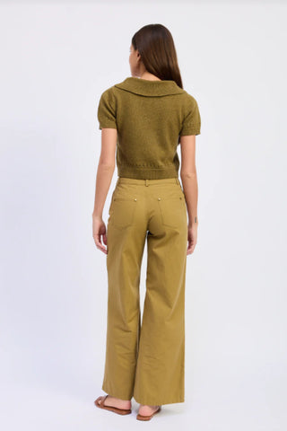 En Saison Elin Polo Sweater Top - Olive
