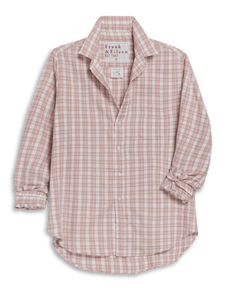 Relaxed Button-Up Shirt - Pink, White, Grey Plaid