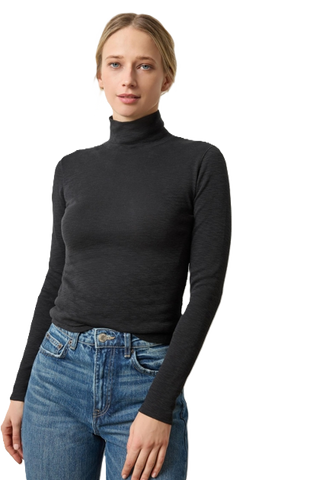 Rib Slub Turtleneck - Black