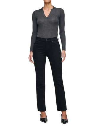DL1961 Mara Straight: Mid Rise Instasculpt Ankle - Black