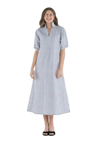 Emily McCarthy Poppy Cotton Poplin Maxi - Black Stripe