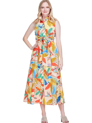 Jade Back Wrap Midi Dress - Jungle Flight
