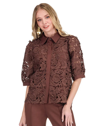 Jade Lace Blouse - Brown