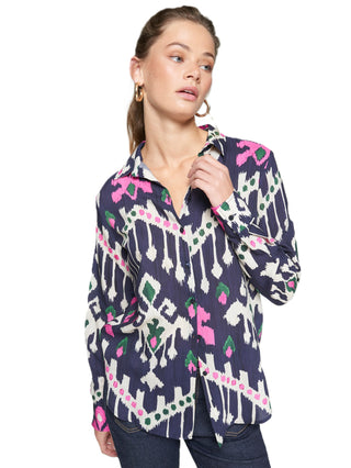 Ikat Print Shirt - Navy