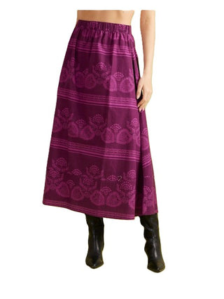 Marisol Skirt - Garden Motif Plum