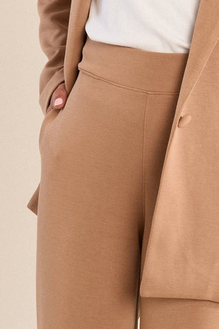 Molly Bracken Ladies Knitted Wide Leg Pants - Camel