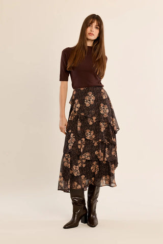 Molly Bracken Tiered Skirt - Chocolate Apolline