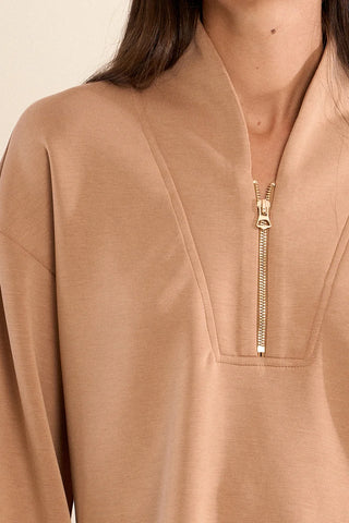 Molly Bracken Ladies Knitted Sweatshirt - Camel