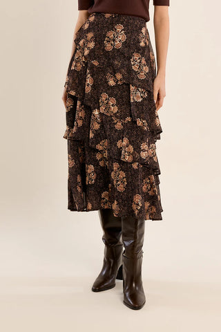 Molly Bracken Tiered Skirt - Chocolate Apolline