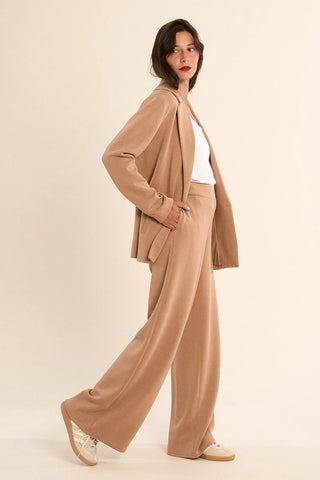 Molly Bracken Ladies Knitted Wide Leg Pants - Camel