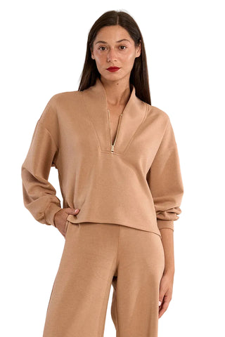 Molly Bracken Ladies Knitted Sweatshirt - Camel