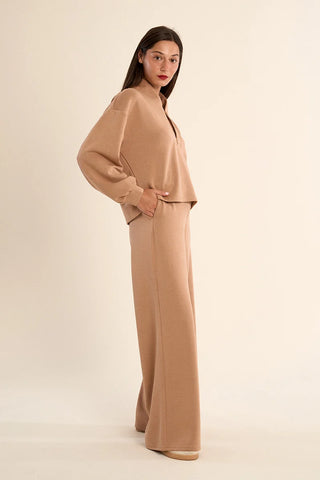 Molly Bracken Ladies Knitted Sweatshirt - Camel