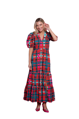 Margot Dress - Poinsettia Tartan