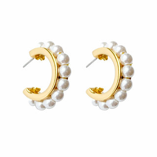 Wynnie Pearl Hoop - White/Gold