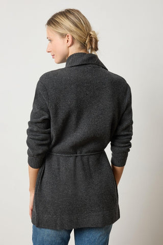 Notch Collar Open Cardigan - Graphite