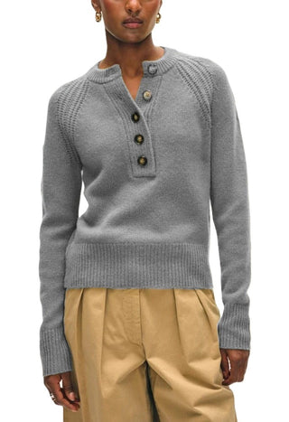 Cashmere Luxe Henley - Grey Heather
