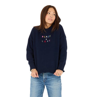 Boyfriend Peace & Love Sweater - Indigo Blue