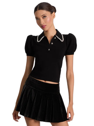 Ramona Embellished Polo - Black
