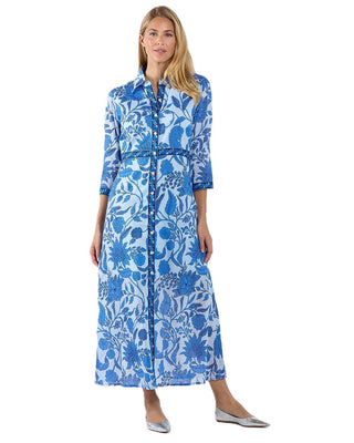 Minna Dress - Floral Blockprint Periwinkle